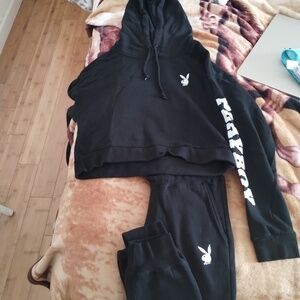 playboy crop hoodie sweatpants